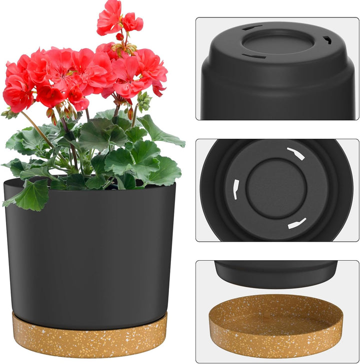 ZMTECH Blumentopf 16,5 cm Durchmesser übertöpfe für zimmerpflanzen, Kunststoff blumentöpfe mit Unter