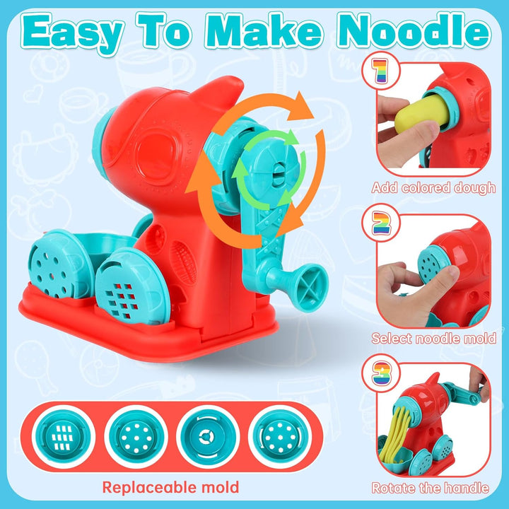 Knetwerkzeug, Knete Zubehör Kitchen Creations Spielset mit 12 Dosen, Knete Eismaschine Nudelmaschine