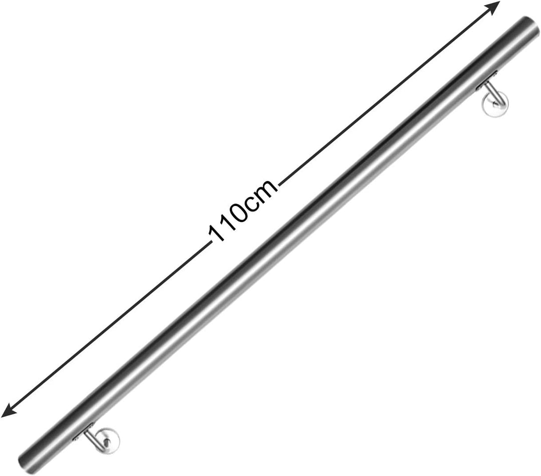 Lospitch Edelstahl Handlauf,geschliffen Wandhandlauf mit leicht gewölbter Endkappe,110 cm, 110 cm