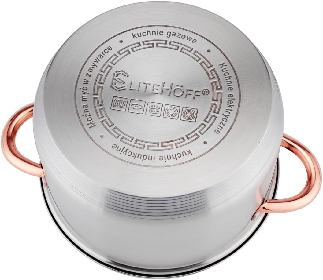 EliteHoff Topfset Induktion, Kochtopf Set mit Glasdeckel, 7-lagiger Edelstahl Topf- & Pfannensets mi