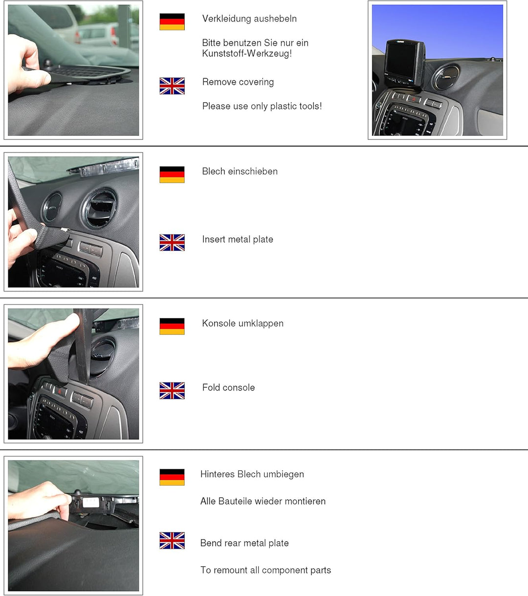 KUDA 295695 Halterung Kunstleder schwarz für Ford Mondeo (BA7) ab 06/2007, 295695