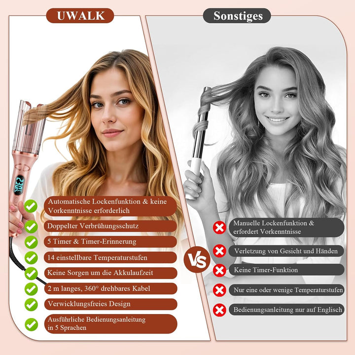 Automatischer Lockenstab Automatisch Hair Curler: Elektrischer Haarlocken Gerät mit 14 Temperaturstu