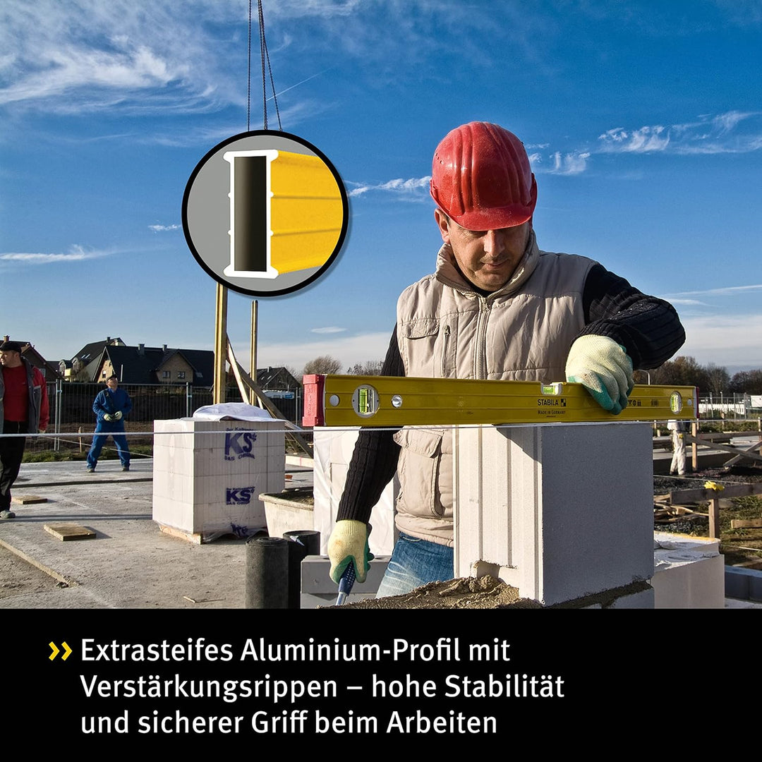 STABILA Magnet-Wasserwaage Type 96-2 M, 100 cm, extrasteifes Alu-Profil, extrastarke Seltenerd-Magne