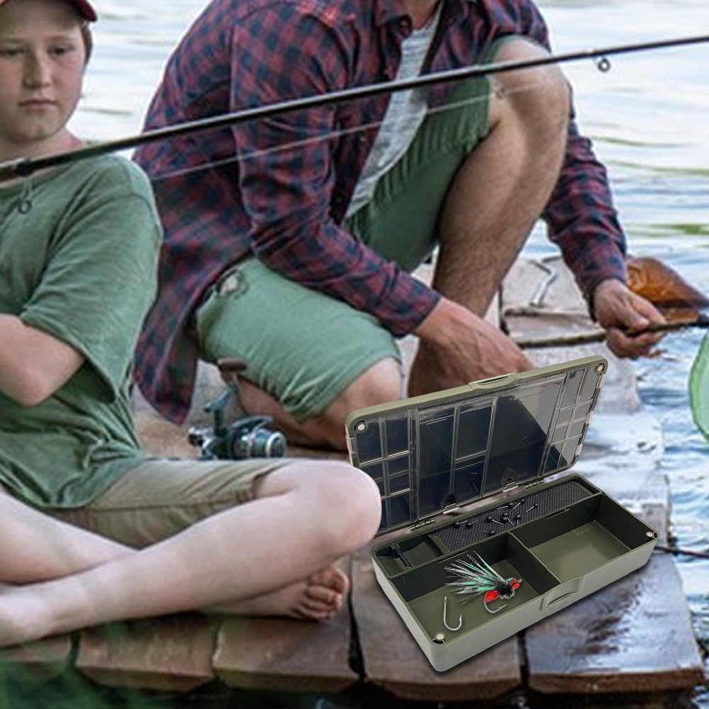 Tackle Box, Angelgerätebox, Flach Köderbox mit Magnetischer Deckelschnalle, Trennwänden und herausne