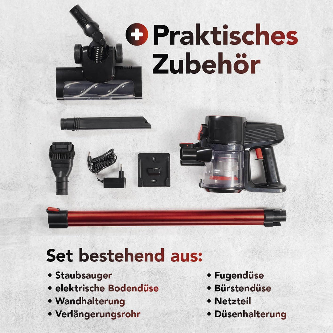 CLEANmaxx kabelloser Akku-Zyklon-Staubsauger | Leistungsstarker Handstaubsauger inkl. 800 ml beutell