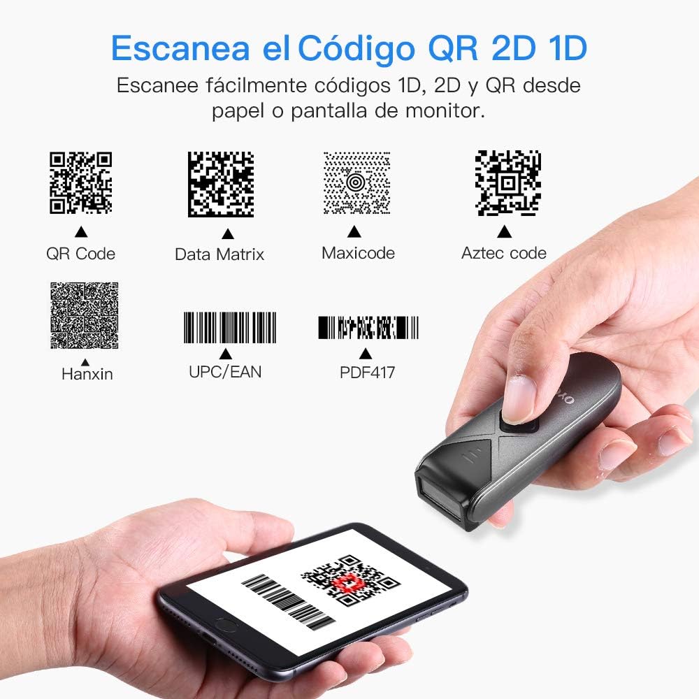 Eyoyo 2D QR Barcode-Scanner, 1D Mini Barcode-Lesegerät mit 3-in-1 USB-Kabel/Bluetooth/2,4-G-Funkverb