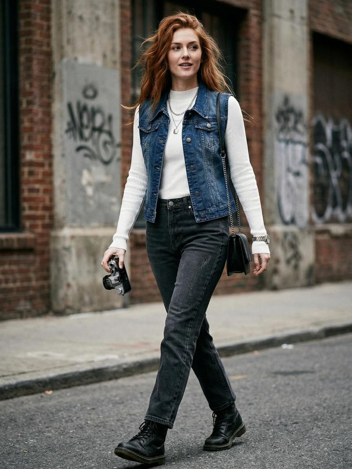 Allegra K Damen Jeansweste Collegejacke L Dunkelblau, L Dunkelblau