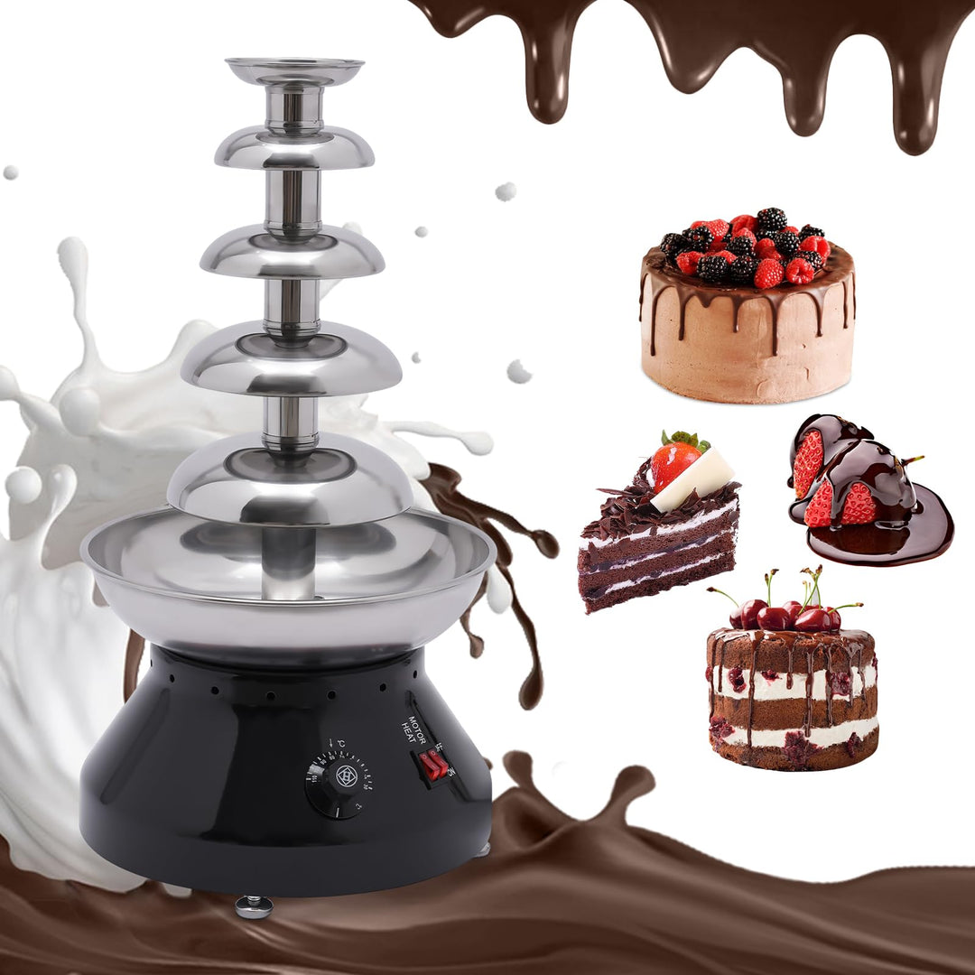 Edelstahl Schokobrunnen, 5 Ebenen Schokolade Brunnen, 3000ml Kommerzielle heisse Schokolade Grosse K