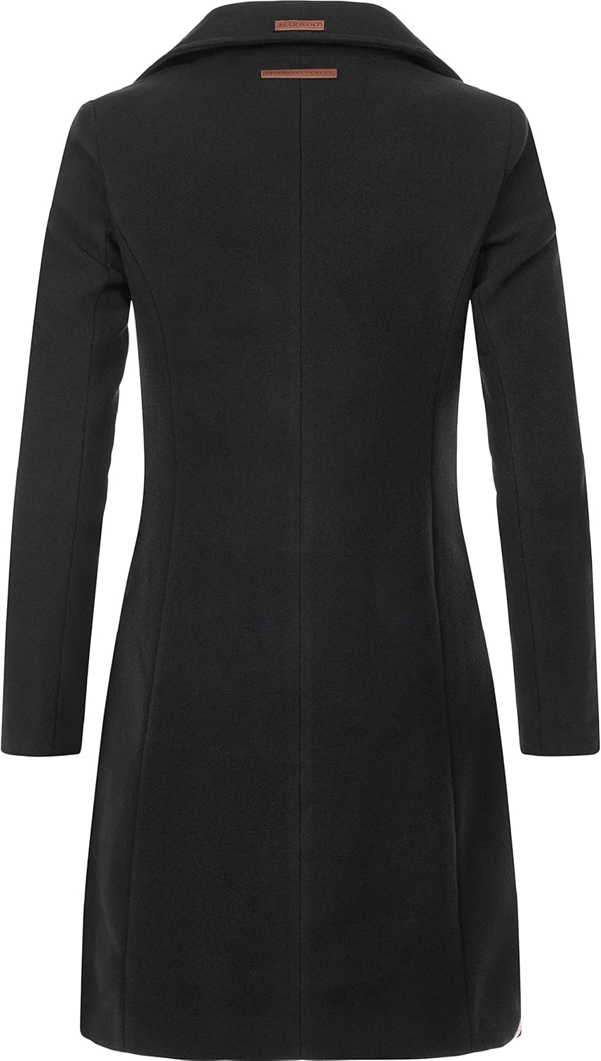 MARIKOO Damen Mantel in Wollmantel-Optik langer Trenchcoat mit Reversekragen Nanakoo XS-5XL 3XL Schw