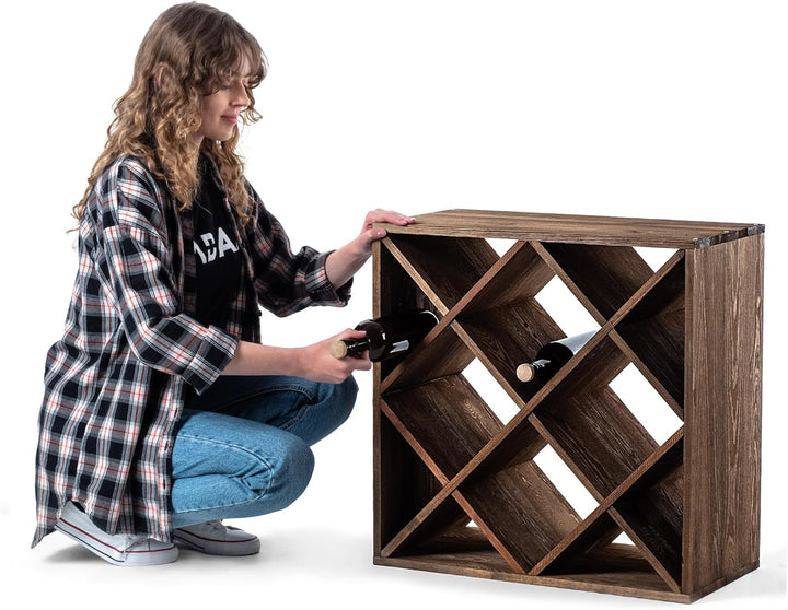 KADAX Weinregal aus Holz, 52 x 25.5 x 52 cm, Grosses Flaschenregal für viele Weinflaschen, rustikale