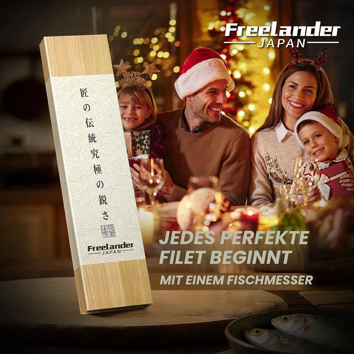 Freelander Filetiermesser Fisch Profi aus Hochkohlenstoffstahl, Scharfes Ausbeinmesser mit Ergonomis