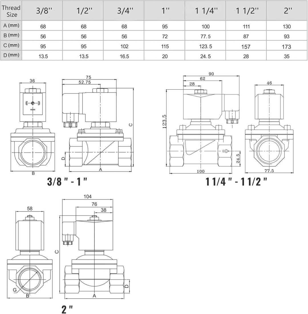 U.S. Solid Magnetventil Messing G 3/8" 24V DC stromlos geschlossen 10 bar - Elektrisches Wasserventi