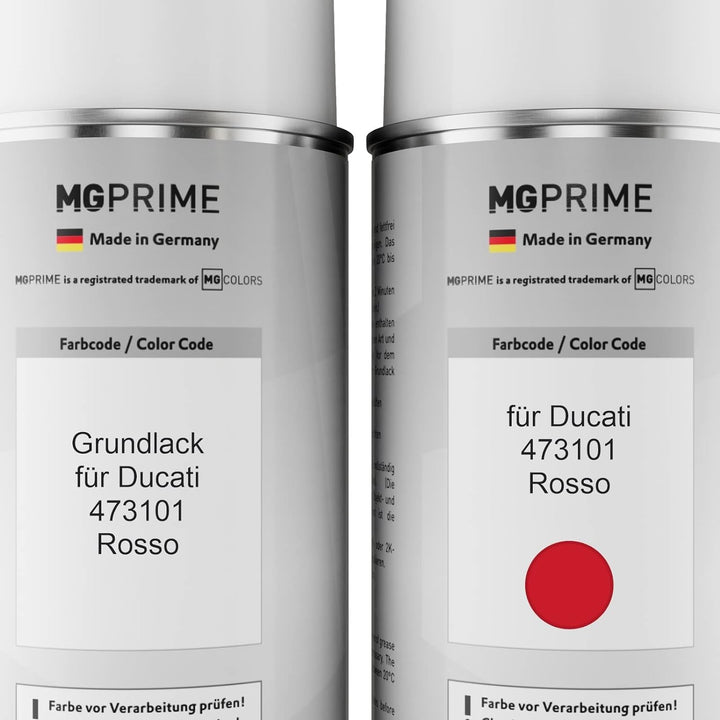 MG PRIME Motorradlack Sprühdosen Set für Ducati 473101 Rosso Grundlack Basislack Klarlack Spraydose