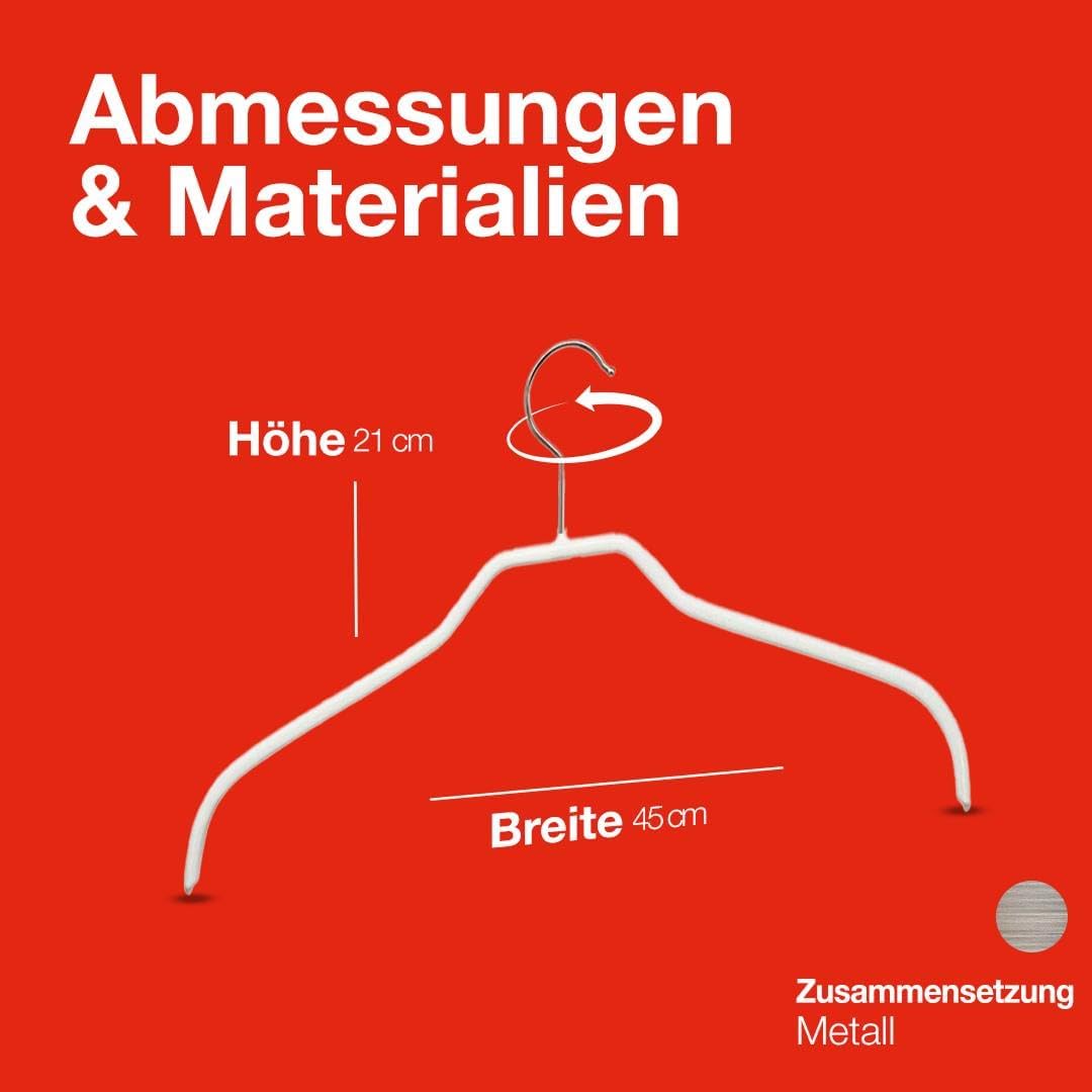 MAWA Kleiderbügel, Set mit 25 platzsparenden und rutschfesten Bügeln, ideal für Hemden und Blusen, m