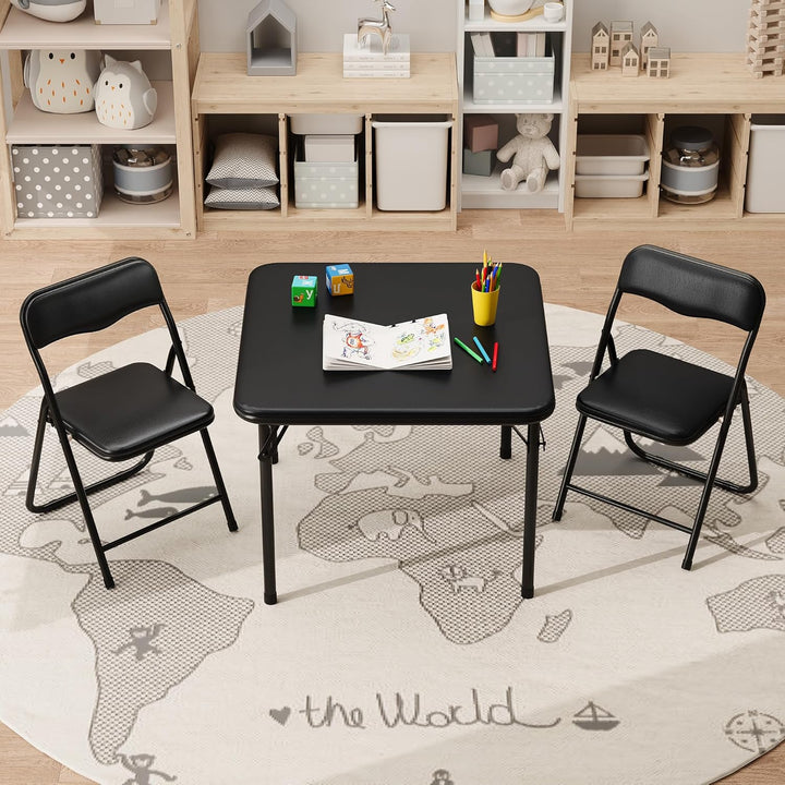 Set aus Tisch und 2 Klappstühlen für Kinder – stabiler Metallrahmen und weiche PU-Kissen – perfekt z
