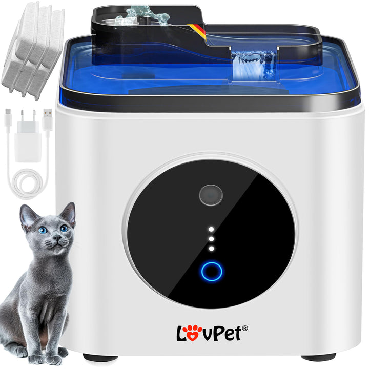 LOVPET® Katzenbrunnen Trinkbrunnen für Katzen 3,5L Wassertank &amp; 3x Filter Automatischer Wasserspende
