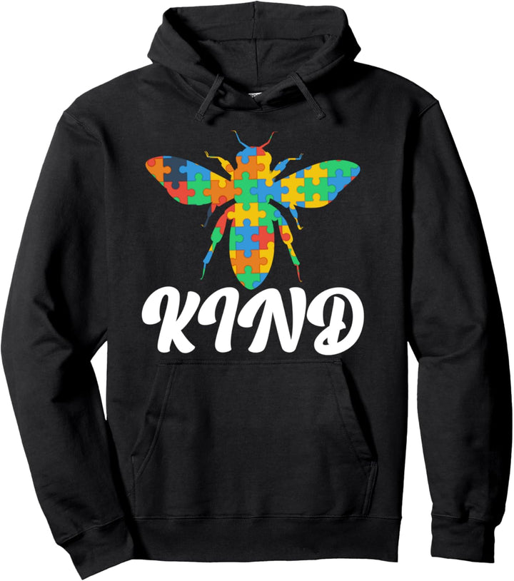 Autism Awareness Bee Kind Puzzle Autism Pullover Hoodie