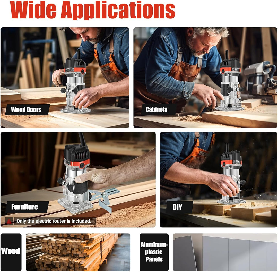 800W Electric Hand Holz Oberfräse Kantenfräse Wood Fräsmaschine 30000 U/min 1/4" Hand Trimmer Multif