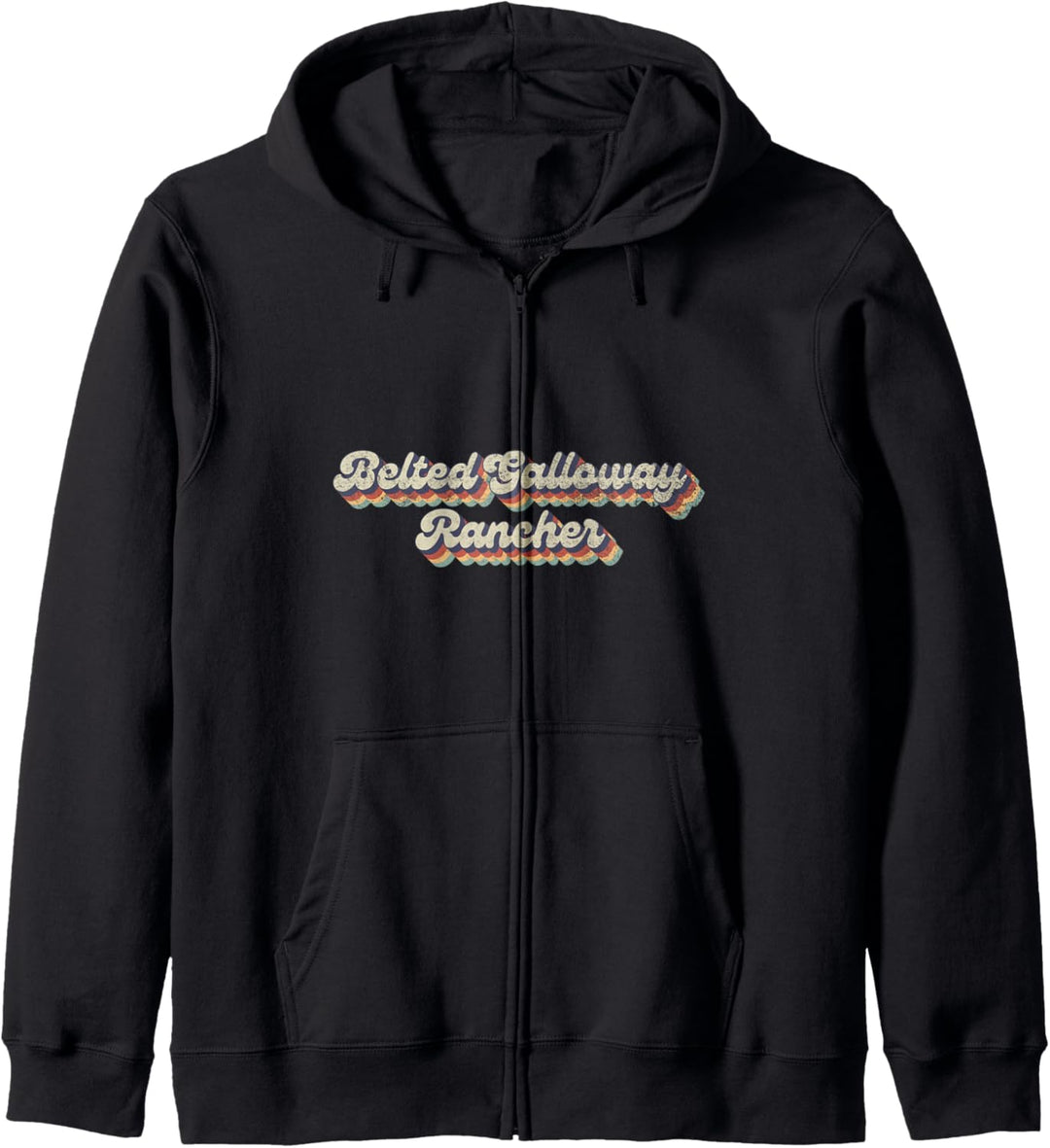 70er Jahre Rinder - Vintage Kuh Rancher Gürtel Galloway Kapuzenjacke