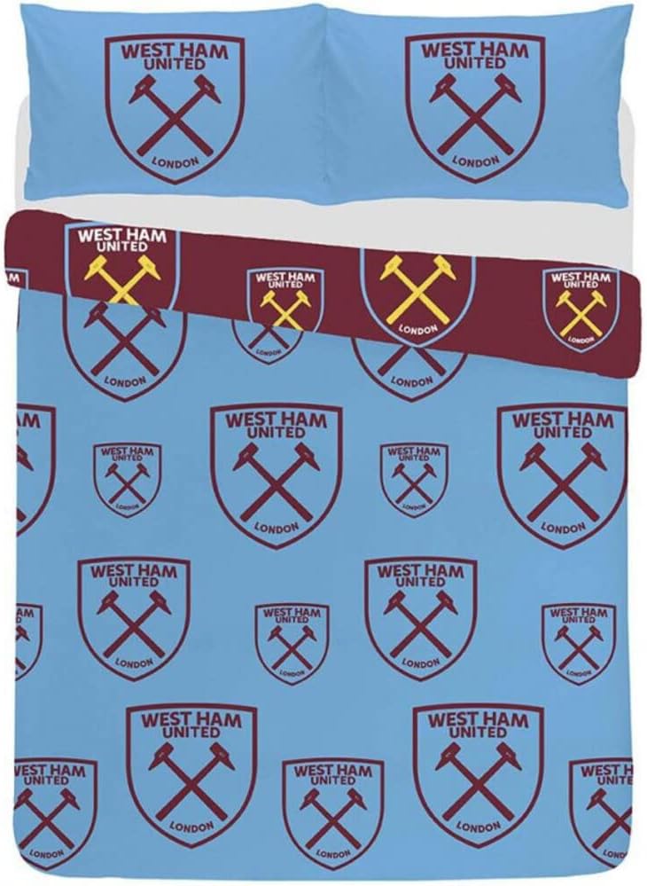 West Ham Multi Crest Single Reversible Duvet and Pillow Case Set