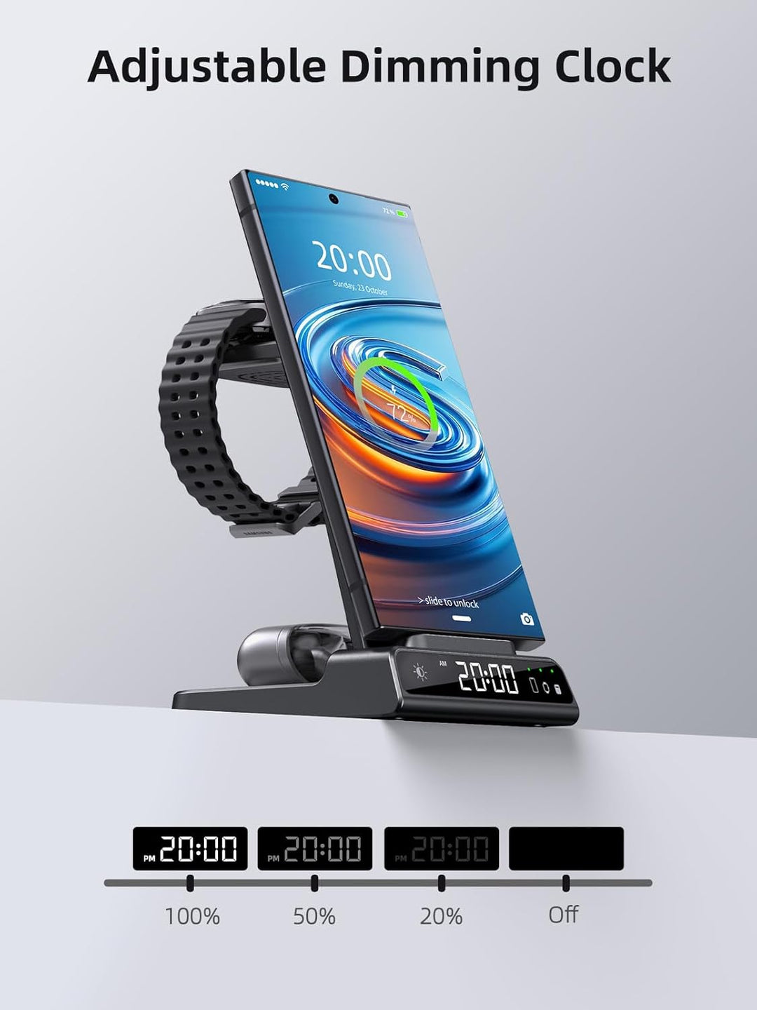 Wireless Charger für Samsung Galaxy S24 Ultra, Induktive ladestation für Samsung Watch 6, 3 in 1 lad