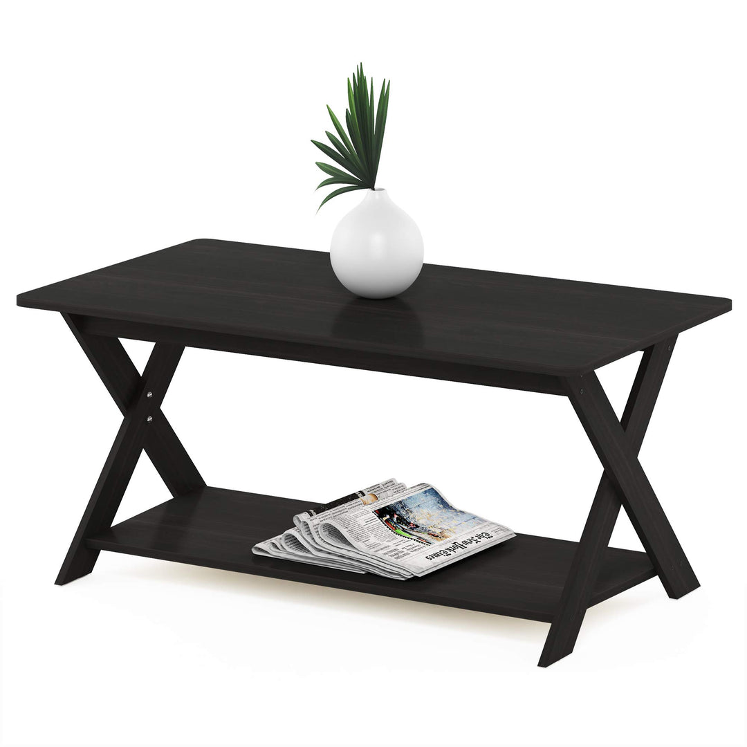 Furinno Couchtisch mit Kreubeinen, holz, Espresso, 50 x 89.9 x 40.59 cm, Espresso