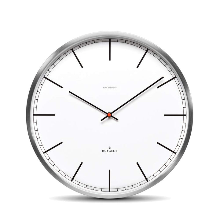 Huygens One Index 35cm Wanduhr aus Edelstahl Funkfernsteuerung Uhrwerk CET