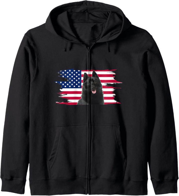 American Flag Dog Schipperkes Kapuzenjacke