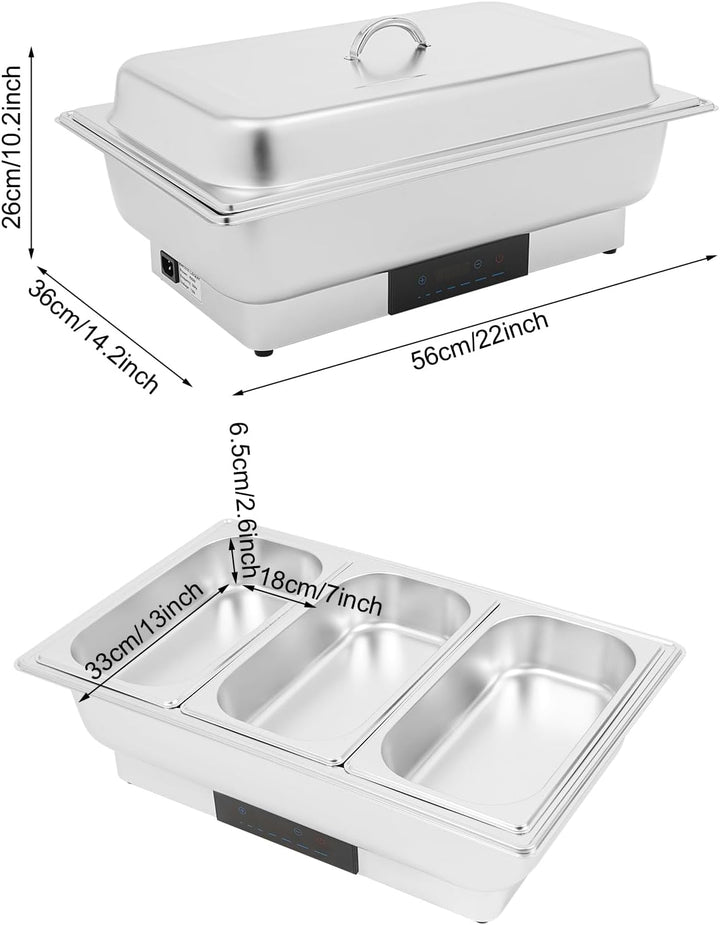 600W Chafing Dish Elektrisch Buffetwärmer Elektrisch Warmhaltebehälter Essen Wärmebehälter für Speis