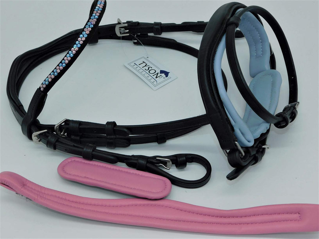 Trense Multi Minishetty Minishetty Rosa Hellblau zu wechseln ergonimisch geschnitten Ledertrense Led