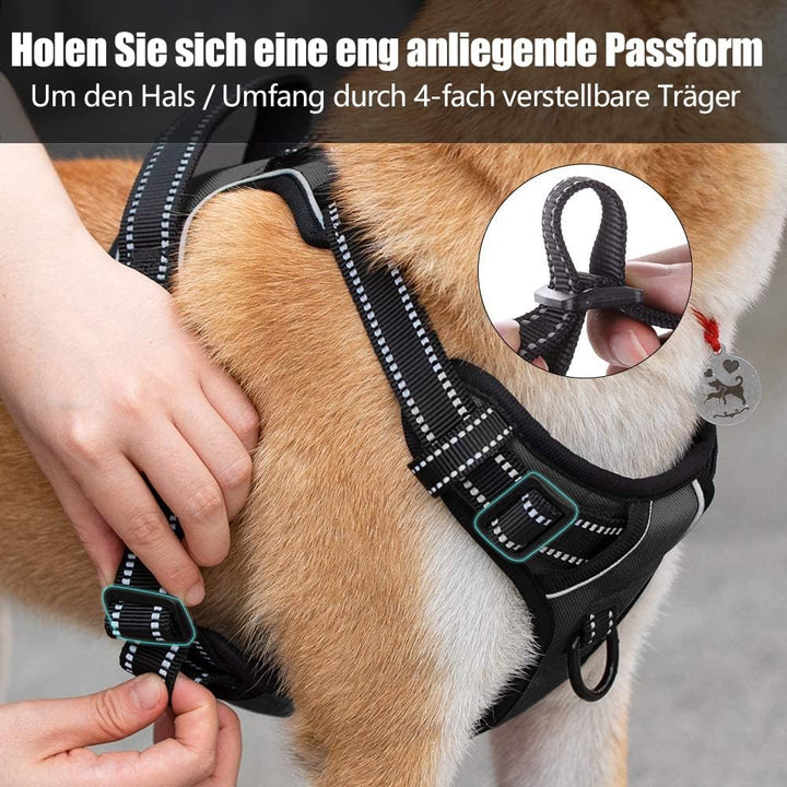PoyPet No Pull Hundegeschirr, reflektierendes Westengeschirr mit 2 Leinenbefestigungen und einfachem
