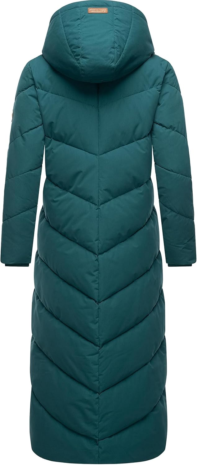 Ragwear Damen Wintermantel Warmer wasserdichter Steppmantel lang mit Abnehmbarer Kapuze Rebelka Extr