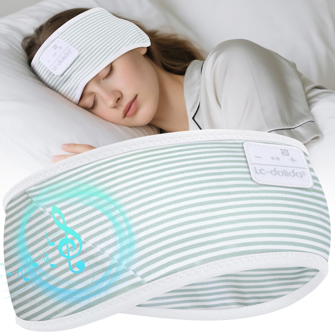 LC-dolida Schlafkopfhörer Ultra-Soft Bluetooth-Stirnband mit 4-Wege Stretch & No-Slip Yoga Stirnband