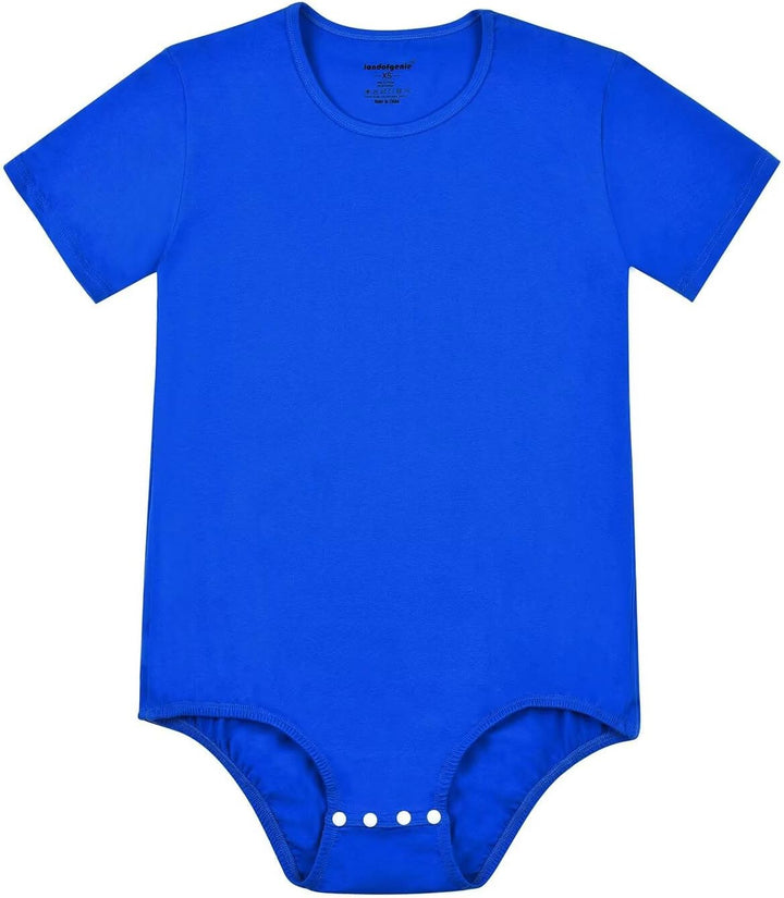 Landofgenie Männer Kurzarm Strampler Pyjama Bodysuit One Piece Strampler M Blau, M Blau