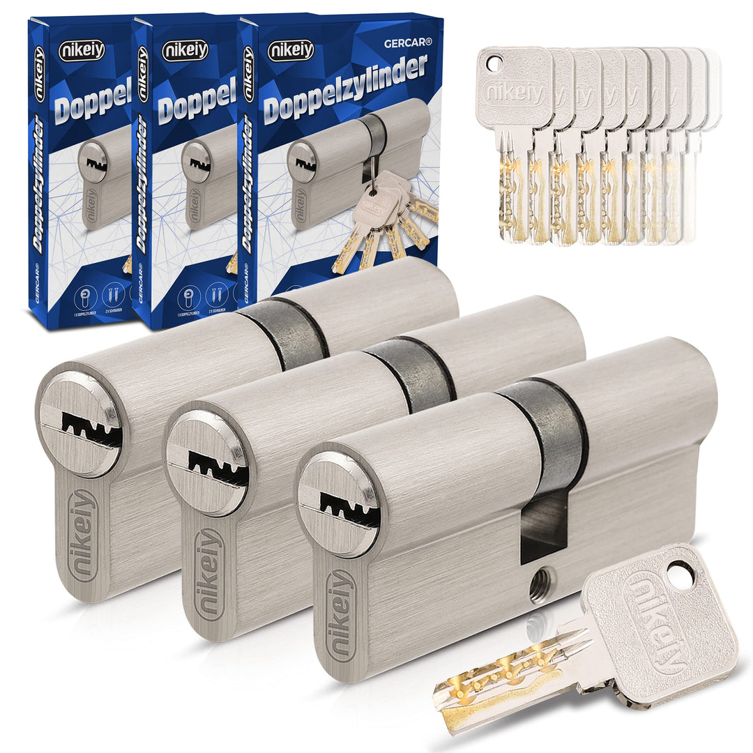 GERCAR Pro Gleichschliessend 3x Schliesszylinder 35/40 Set 3 Profilzylinder inkl. 15 Schlüssel - 75