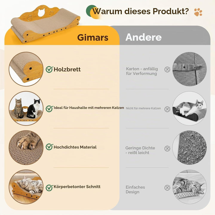 Gimars XXL Katzen Kratzbrett 78 cm im Sofa-Design, Kratzpappe für Katzen, Katzenkratzbretter &amp; Katze