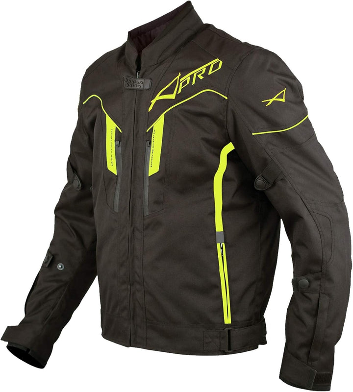 A-Pro Textil Motorrad Jacke Wasserdichte CE Protektoren Reflektirende Sport S Fluo, S Fluo