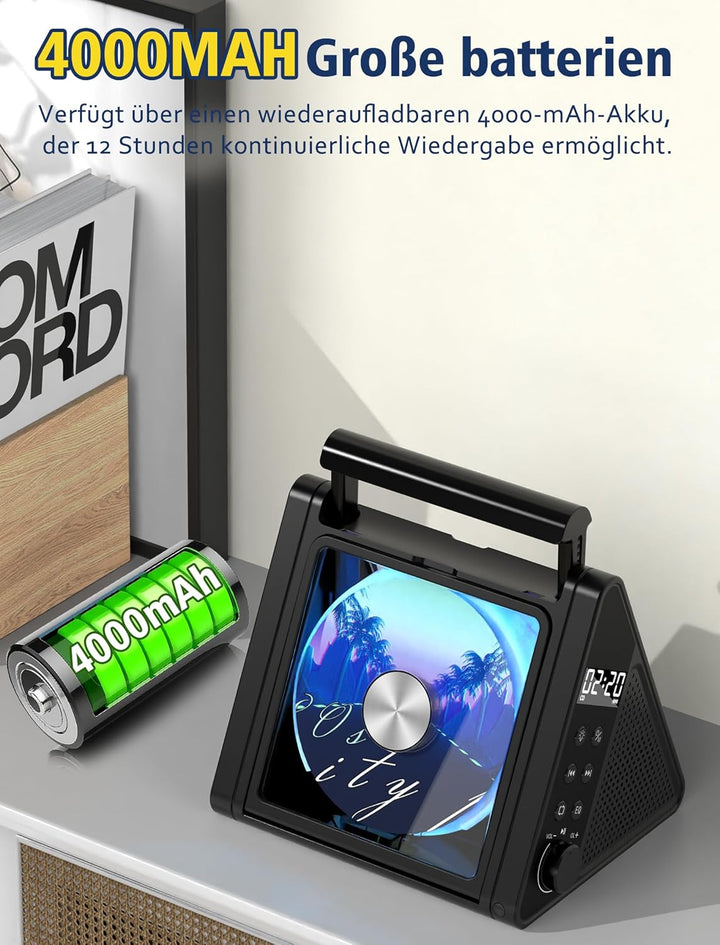 CD-Player mit tragbarem Griff, spezielles Dreieckdesign, verbesserter Bluetooth-CD-Player mit 8 Modi