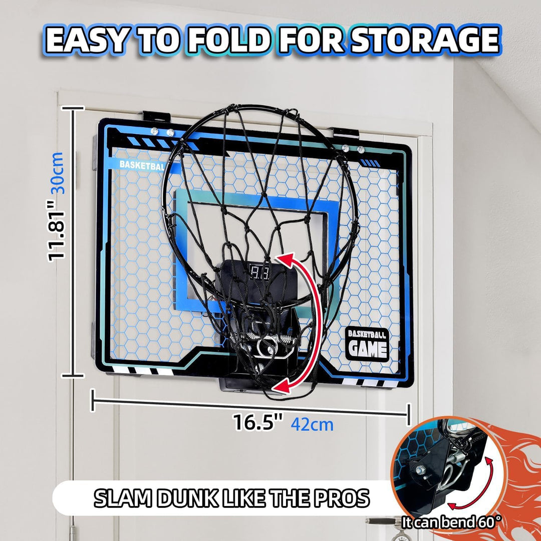 Basketballkorb Indoor Kinder, Led-Licht Mini Basketballkorb fürs Zimmer Mit 3 Bällen &amp; Elektronische