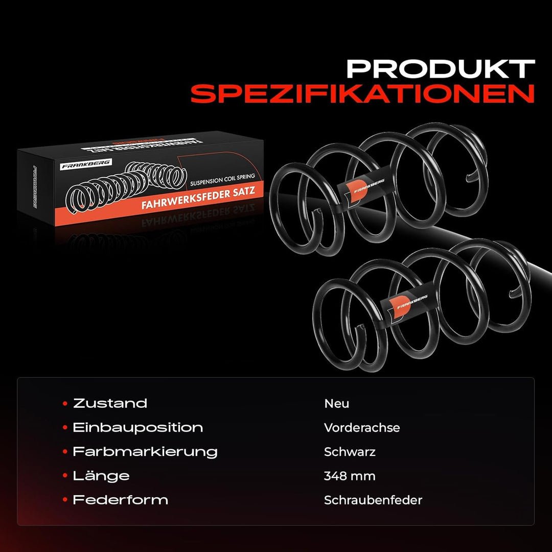 Frankberg 2x Federn Fahrwerksfeder Vorderachse Kompatibel mit O.c.t.a.v.i.a II 1Z3 1Z5 1.6L 1.8L 200