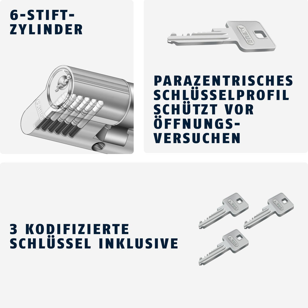 ABUS Profil-Zylinder E20NP 30/50, 59790 30/50 gl. 1 Stück / 3 Schlüssel, 30/50 gl. 1 Stück / 3 Schlü