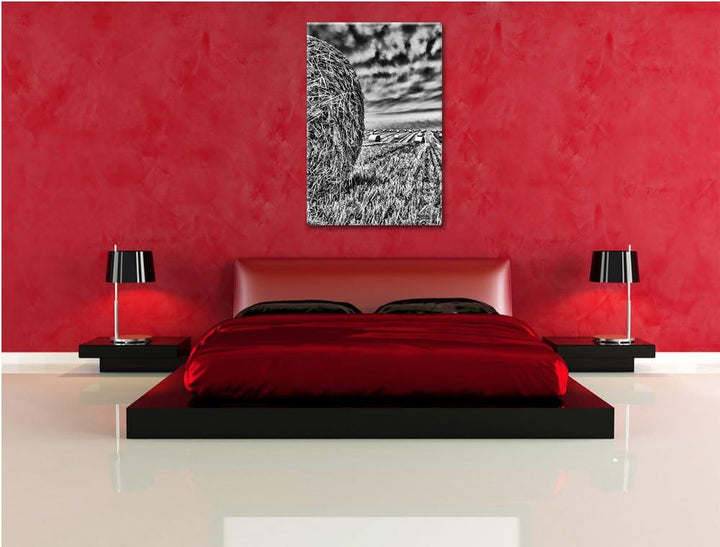 Pixxprint Feld im Sonnenuntergang als Leinwandbild/Grösse: 100x70 cm/Wandbild/Kunstdruck/fertig besp