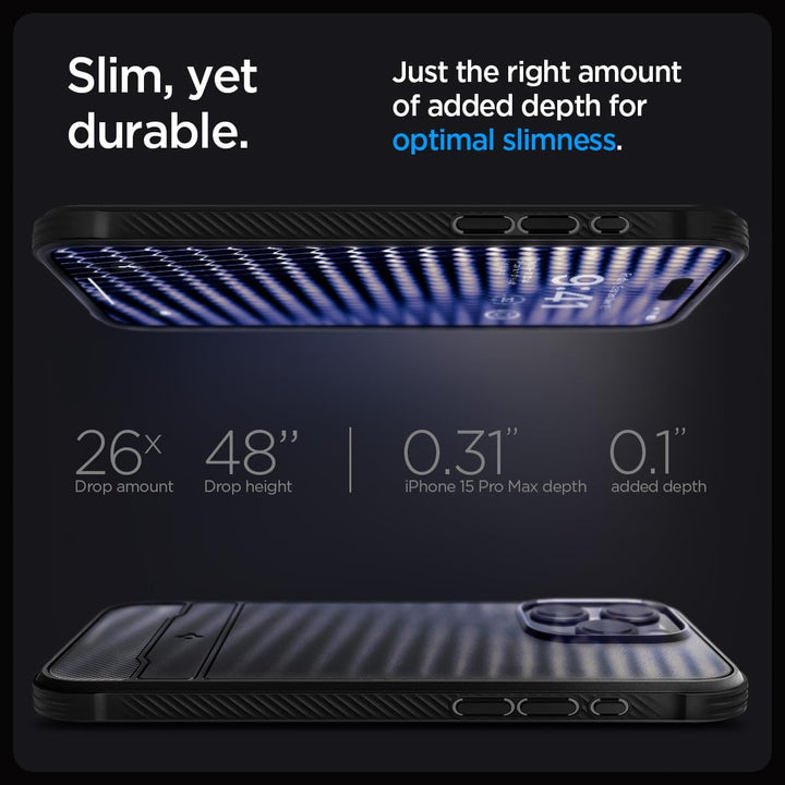 Spigen Rugged Armor MagFit Hülle Kompatibel mit iPhone 15 Pro Max -Matte Black, Matte Black