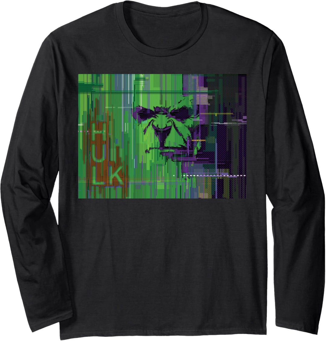 Marvel The Hulk Glitched Poster Langarmshirt