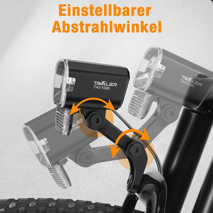 Tavaler E-Bike Licht Vorne 60 LUX | Ebike Lampe mit Reflektor und StVZO Zulassung | LED E-Bike Schei