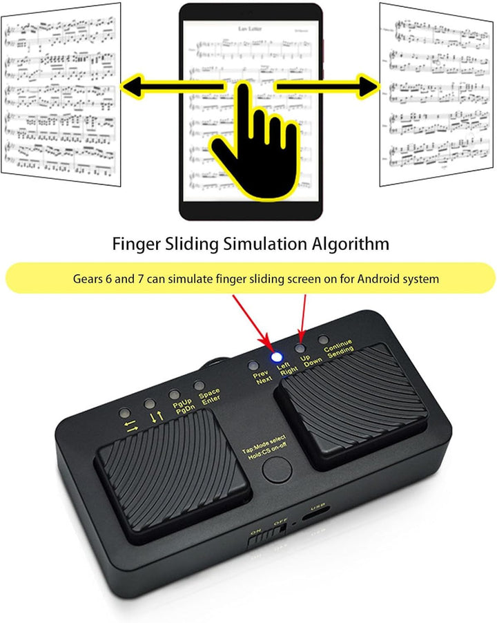 Bluetooth-Seitenwender, Kabelloses Seitenwender-Pedal, Geräuschloser Betrieb, Notenblatt-Seiten-Cont