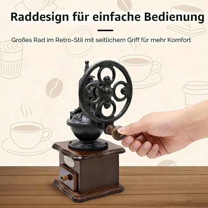 Manuelle Kaffeemühle, Vintage-Stil Hölzerne Handkaffeemühle, Tragbare Handmühle Mit Einstellungen &