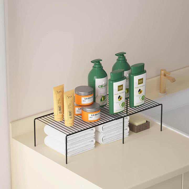 Küchenschrank Erweiterbares Regal Organizer Set von 4, Verstellbare Metalldraht Speisekammer Lagerre