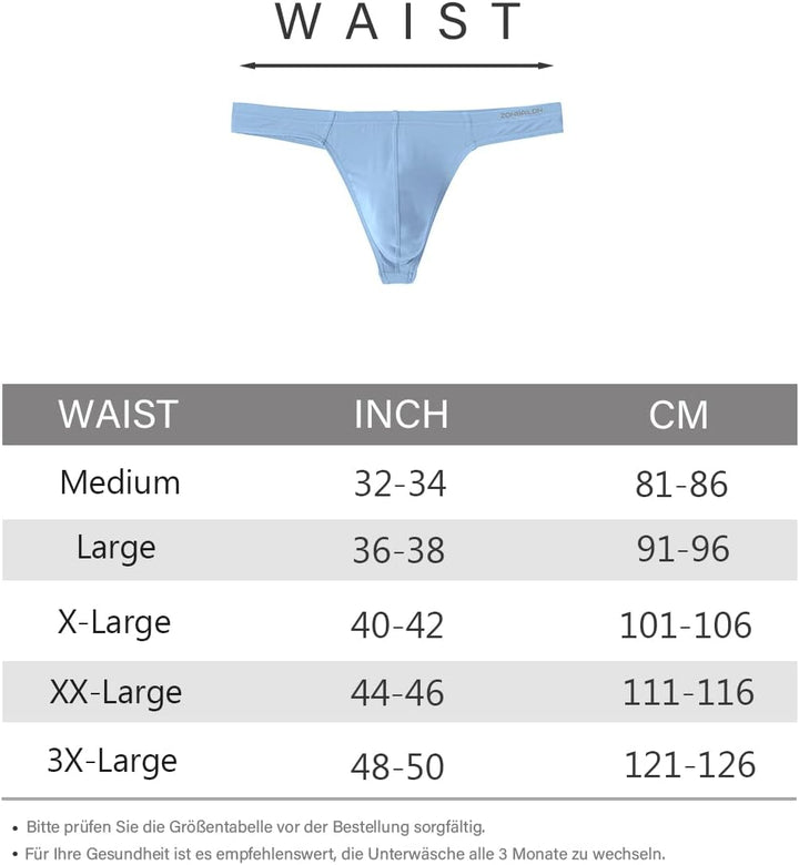 ZAIGELUO Herren String Bambus Tanga Unterwäsche Bulge Pouch Sexy Niedrige Taille T-Back Komfortabel