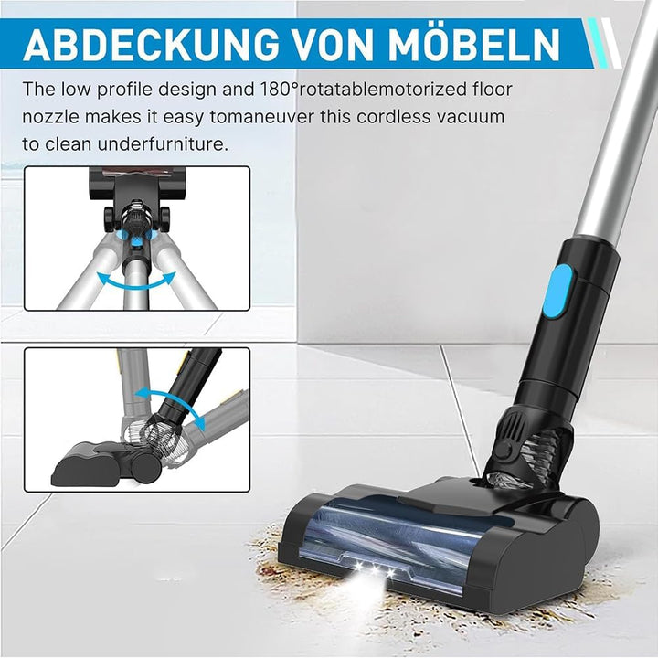 Akku Staubsauger,Ersatz für Makita 18V Akku,Staubsauger Kabellos mit 2 x 5.5AH Akku,15000Pa Stabstau